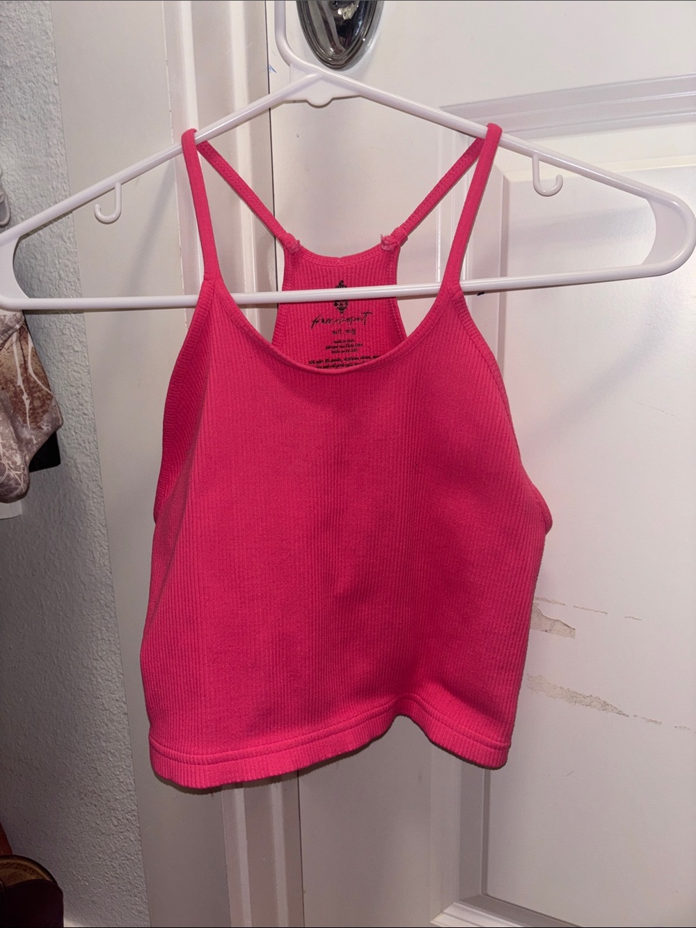 Free People Hot Pink Ribbed Racerback Cami